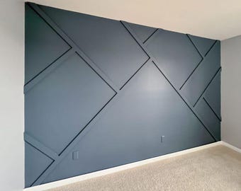 Asymmetrical Wall Molding Project Build-to-Install Wall Molding for Hallway, Pre-Cut Wall Molding Project, Wall Accents for Living Room