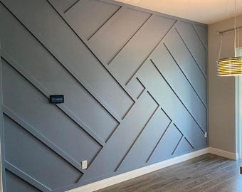 Asymmetrical Wall Molding Project Build-to-Install Wall Molding for Hallway, Pre-Cut Wall Molding Project, Wall Plans for Fireplace Design