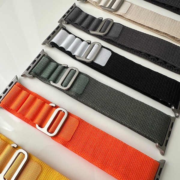 New! Alpine Loop Strap Band - Nylon iWatch Band - for Apple Watch Series 9, 8, 7, 6, 5, SE, Ultra 49mm, 45mm, 44mm, 42mm, 41mm, 40mm, 38mm