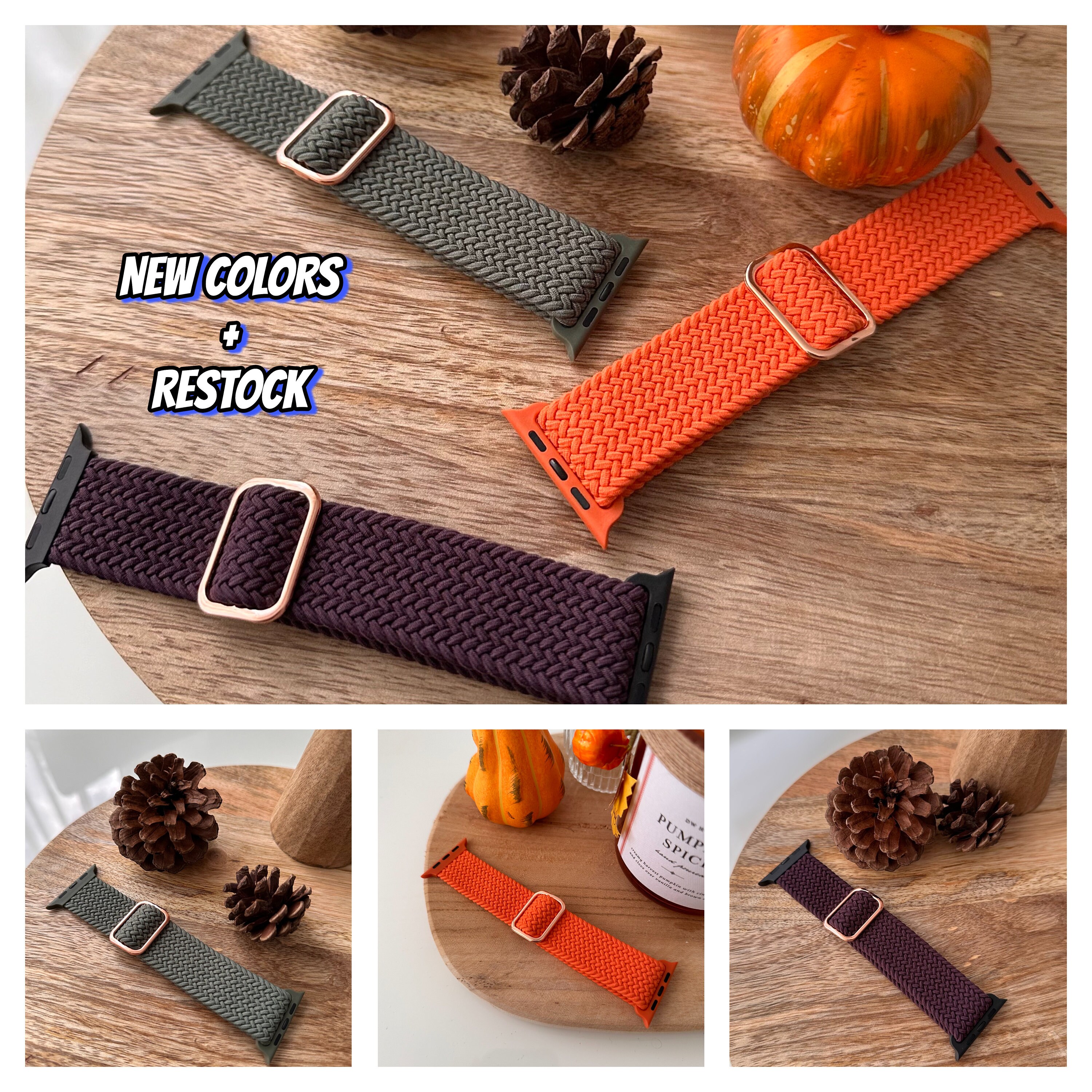 New color! Adjustable Braided Solo Loop Strap Band For Apple Watch Series 9 8 7 6 5 SE Knit Woven Band iWatch Loop 38mm 40mm 41 mm 42mm 49mm