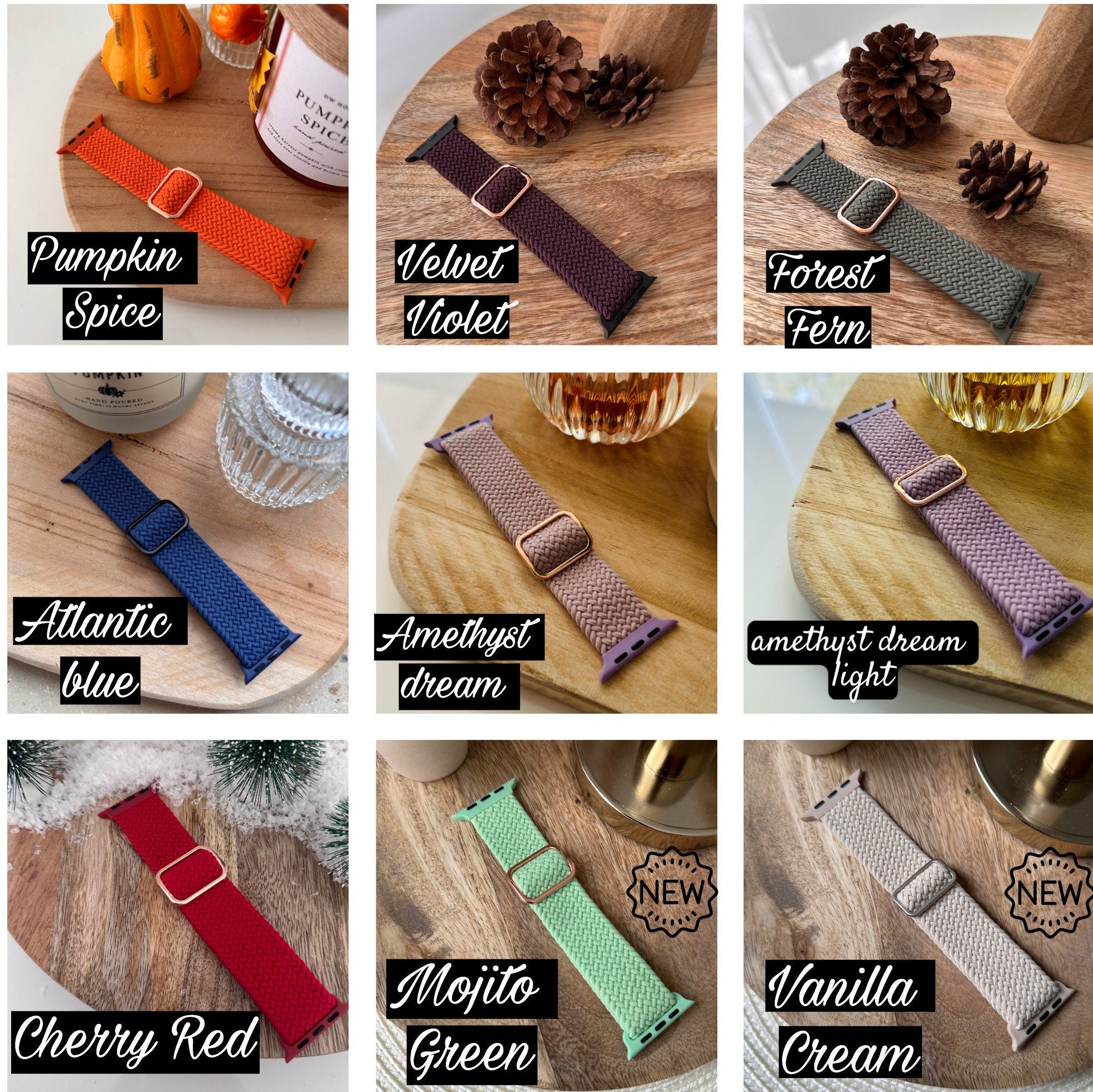 New color! Adjustable Braided Solo Loop Strap Band For Apple Watch Series 9 8 7 6 5 SE Knit Woven Band iWatch Loop 38mm 40mm 41 mm 42mm 49mm