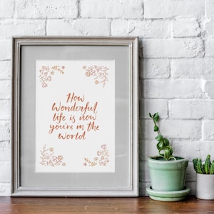 Wie schön ist das Leben Jetzt bist du in der Welt | A4 Kinderzimmer Poster