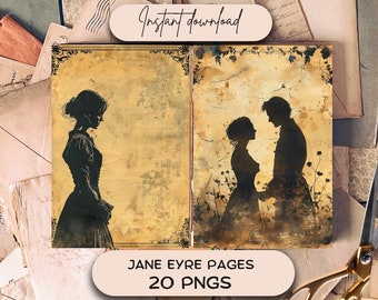 Jane Eyre Junk Journal Pages (20 PNG), Witchy Scrapbooking Paper, Dark Victorian Printable Pages Download, English Landscape Journaling Kit