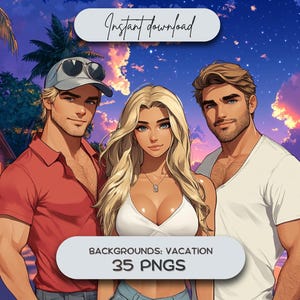 Visual Novel Hintergründe: Urlaub (35+ PNG), hochauflösende Motive für interaktive Comics, digitale Dating-Simulationen - Instant Download