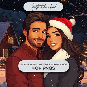 Winter en feestdagen bundel visuele roman achtergrond (40 png), high-res low-fi achtergronden, digitale datingsimulators - Vtuber Instant Download