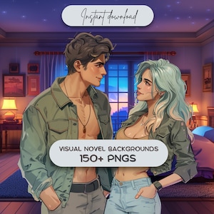 Visual Novel Hintergrund-Bundle (150+ PNG), hochauflösende Drehorte für interaktive Comics, digitale Dating-Simulationen - Instant Download