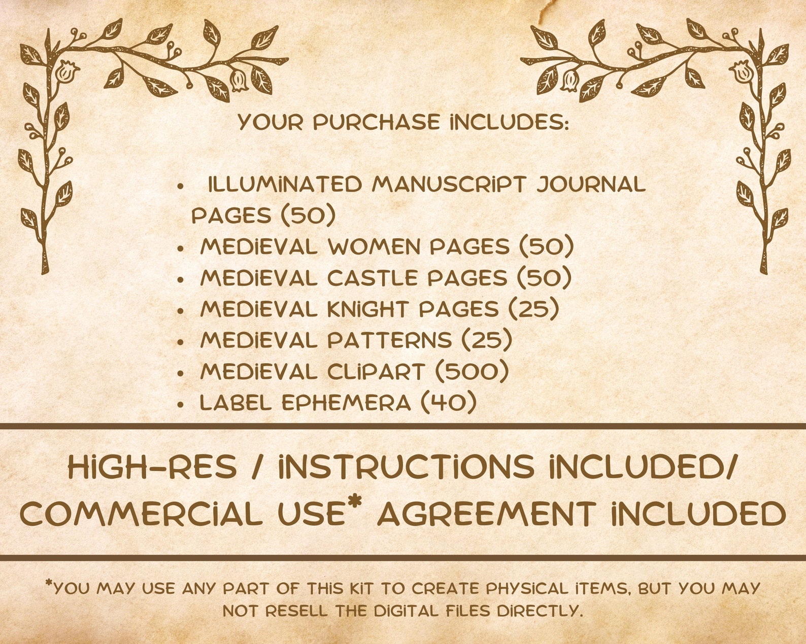 Medieval Junk Journal Kit (740+ PNG), Illuminated Manuscript ...
