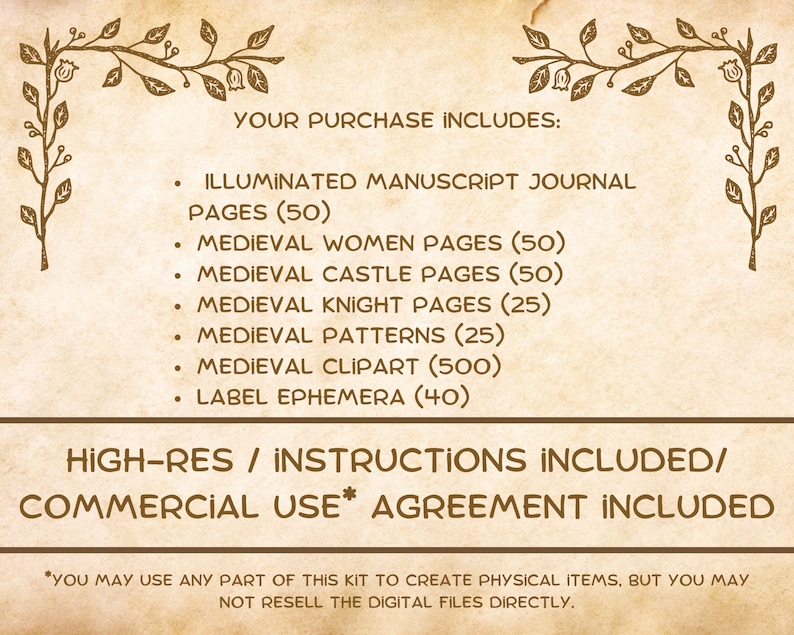 Medieval Junk Journal Kit (740+ PNG), Illuminated Manuscript ...