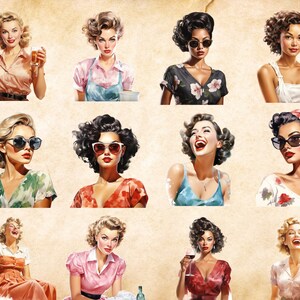 May include: A collage of ten images featuring women with various hairstyles and clothing. The women are wearing dresses, shirts, and sunglasses. Some of the women are smiling, while others have neutral expressions.