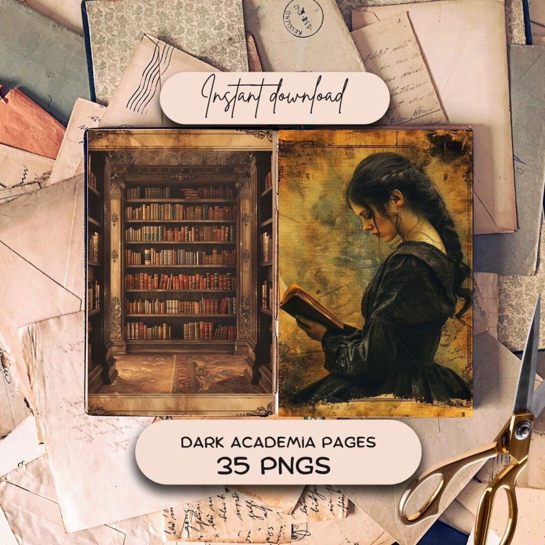 Dark Academia Junk Journal Pages (35 PNG), Gothic Victorian ...