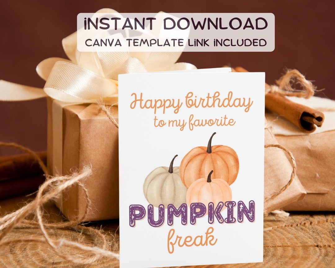 Printable Autumn Pumpkin Birthday Card Pumpkin Lover Gift - Etsy
