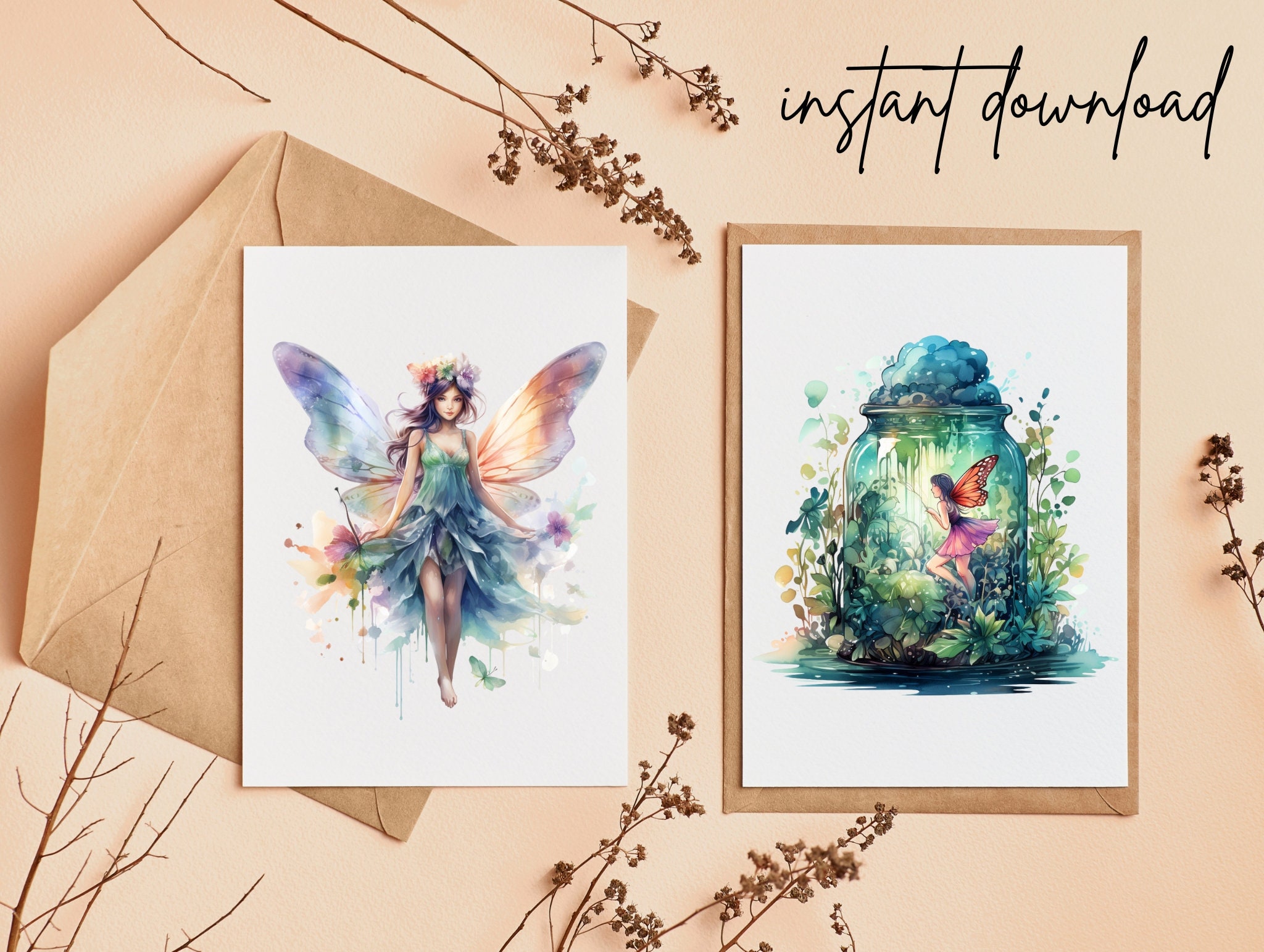 Graphics Fae Fairy Clipart Mega Bundle (333 Pngs), Mystic Nature Illustration ...