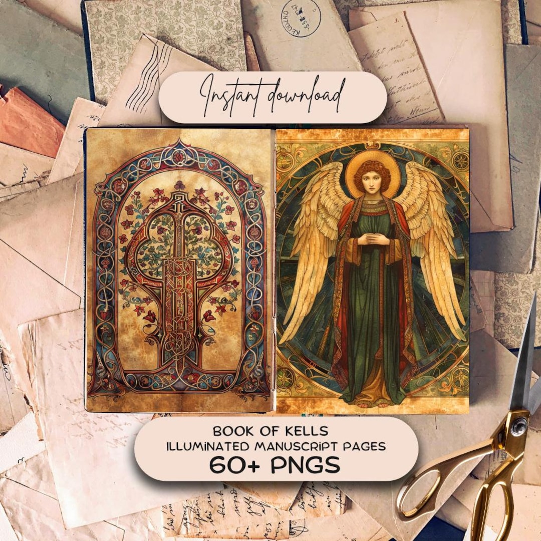 Book of Kells Illuminated Manuscript Medieval Junk Journal Pages (60 ...