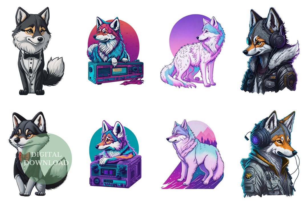 30 Wolves Clipart Bundle Wolf Pack PNG Downloads Digital - Etsy