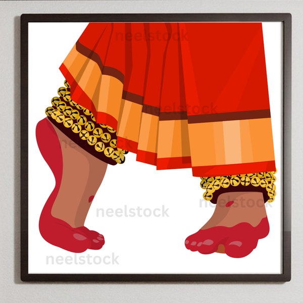 Indian Woman Bharatanatyam Dancing Legs, Printable clipart, 1 Eps, 1 High-Quality PNG and 1-JPG, wall poster, Digital download, wall art