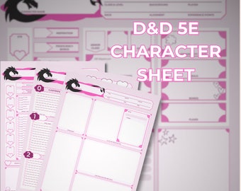 D&D 5E Pink Character Sheet PDF