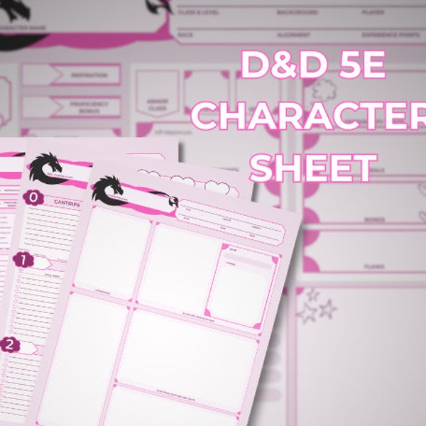 D&D 5E Pink Character Sheet PDF