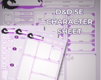 D&D 5E Purple Character Sheet PDF