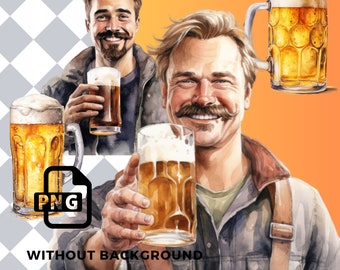 Oktoberfest 2023 Beer Clipart Man - digital png Beer, graphics for instant download commercial use