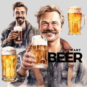 Oktoberfest Watercolor Beer Clipart Man - digital png Beer, graphics for instant download commercial use
