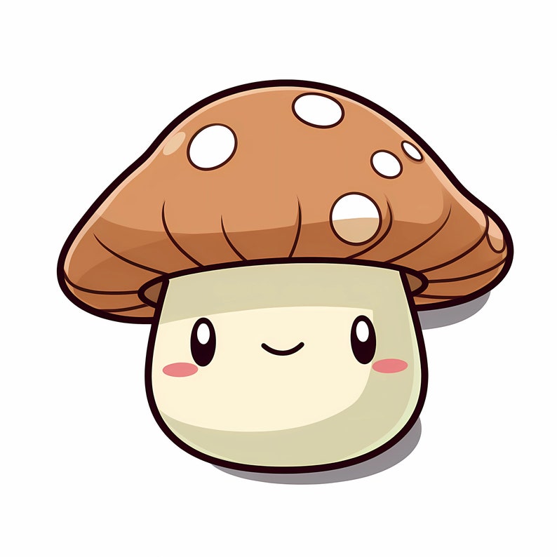 107 Mushroom Kawaii Clipart Bundle Cute Kawaii PNG Clipart Stickers
