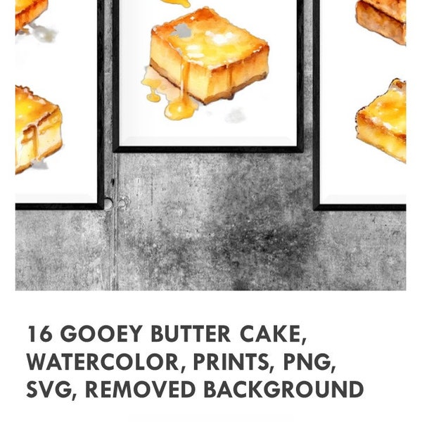 16 Gooey Butter Cake Watercolor Prints PNG SVG Removed Background