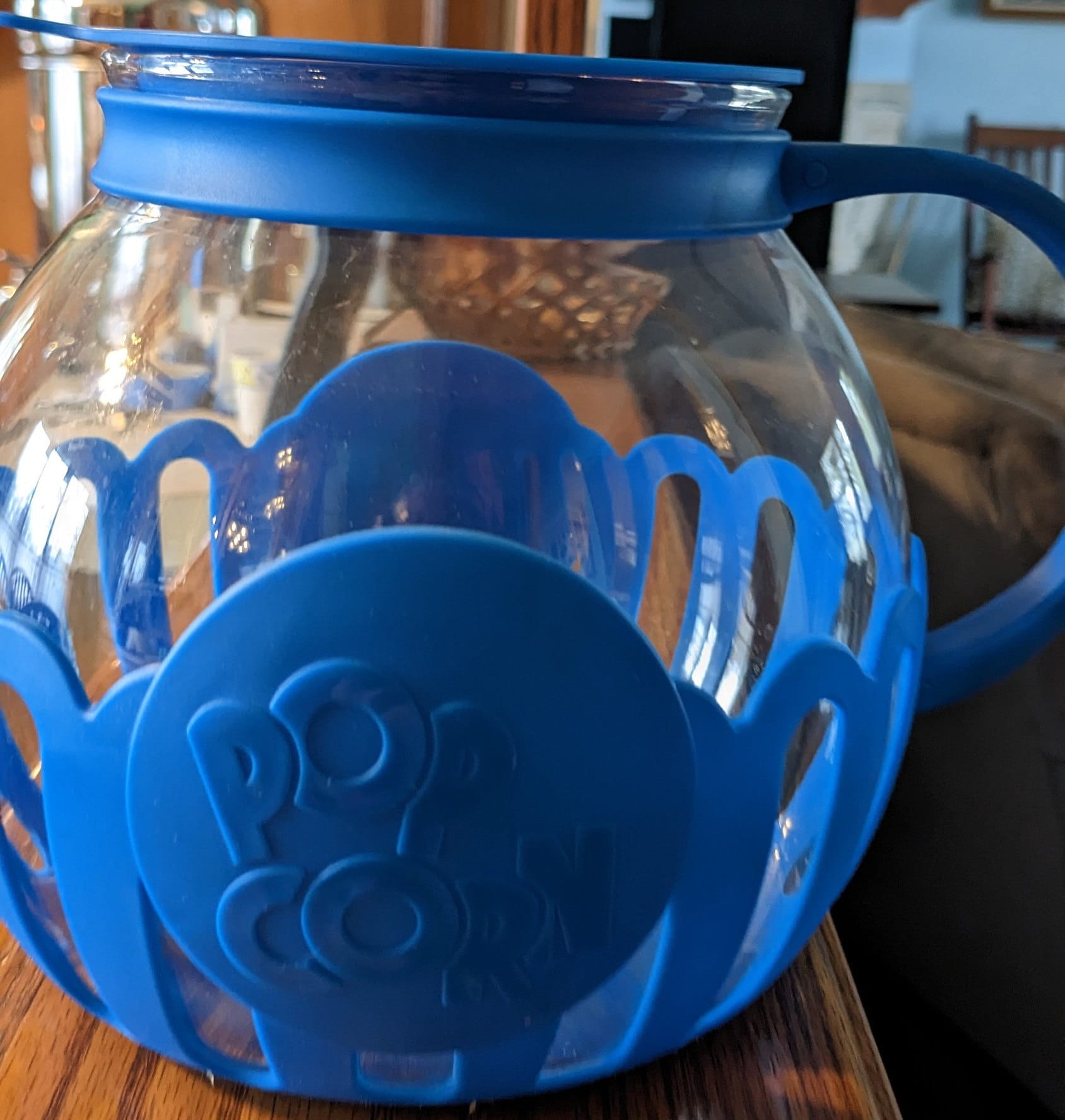 Microwave Popcorn Popper Glass and Blue Silicone by Ecolution 