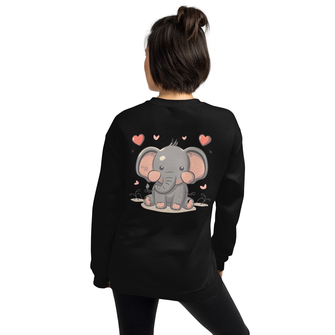 Charming Heart & Elephant Embroidered Sweatshirt Cozy Love Etsy