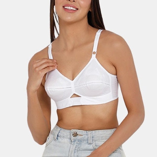 Encircled Bullet bra in organic cotton- Colour: Skin/Beige, White And Black. a prefect vintage bra lookin cool on nature shape of bust.