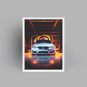 BMW M3 | F80 White | Digital Vertical Poster | Abstract Digital Art Print | Many Aspect Ratios | 300 DPI High Resolution