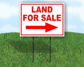 Land For Sale Right Arrow Red Single Sided Yard Sign Road Sign With Stand