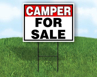 Camper for sale red black 18 in x 24 in yard sign road sign with stand