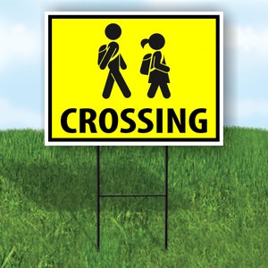 Niños de la escuela Paso de peatones Xing Yellow Yard Sign Road Sign con soporte