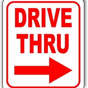 Drive Thru Right Arrow Red Aluminum Composite Outdoor Sign