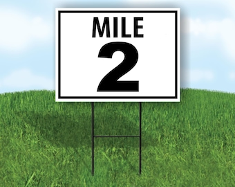 Mile 2 Distance Marker Running Race Black White Yard Sign Road Sign With Stand