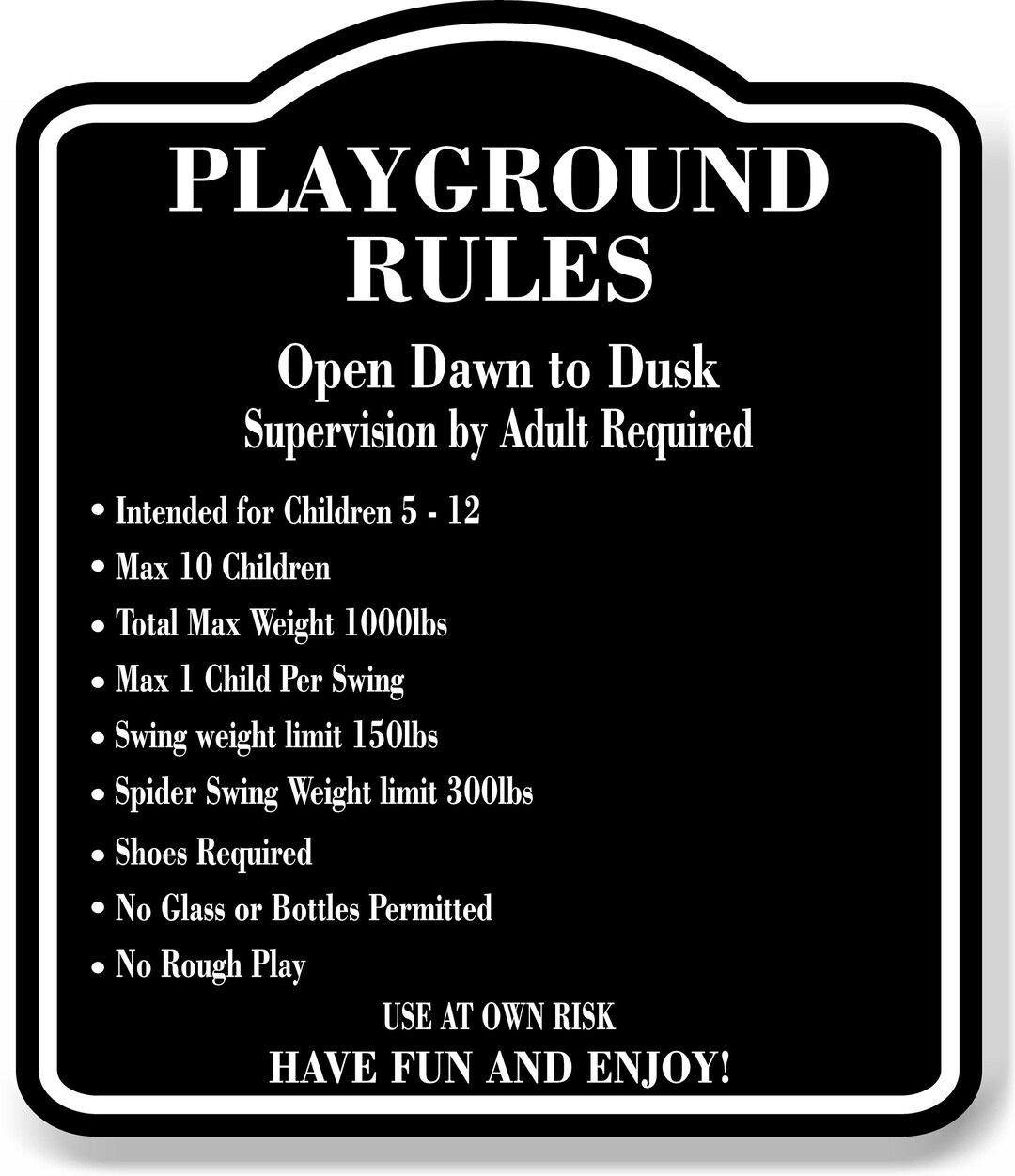 Playground Rules Black Aluminum Composite Sign - Etsy