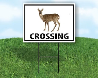 Deer Crossing Xing Yard Sign, Road Sign With Stand - Driveway Signs For Street, Lawn, Block, House, Real Estate - Yard Signs, Custom Sign