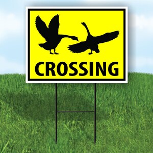 Goose Geese Crossing Xing Yellow Yard Sign Road Sign con soporte