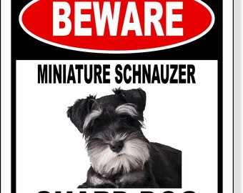 Beware Miniature Schnauzer Guard Dog Aluminum Composite Sign