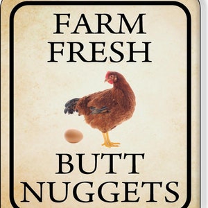 Farm Fresh Butt Nuggets chicken eggs for sale stand Aluminum Composite Sign