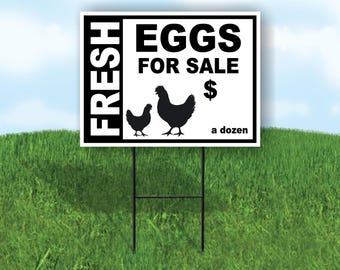 Fresh Eggs For Sale Blank A Dozen Black White Yard Sign Road Sign With Stand