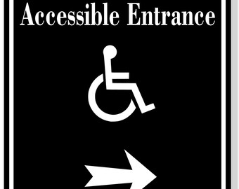 Accessible entrance handicap right arrow black