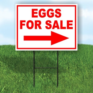 Eggs For Sale Right Arrow  Red Black Single Sided Yard Sign Road Sign With Stand