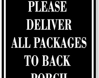 Alu-Verbundschild 'Please Deliver All Packages To Front Door' – 21,6 X 25,4 Cm, Schwarz, Für Haus & Garten