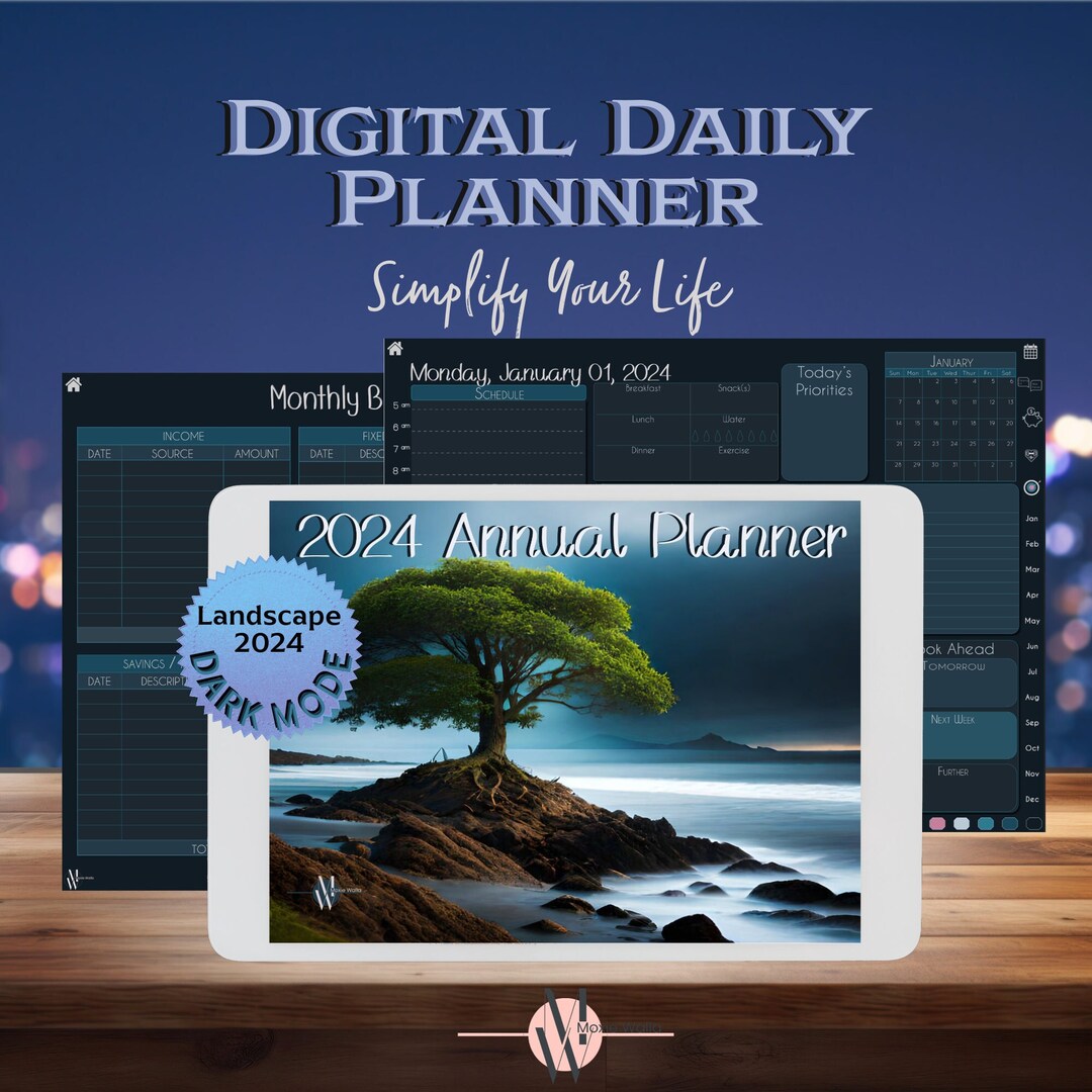 Dated Dark Mode 2024 Digital Planner Goodnotes & Notability - Etsy