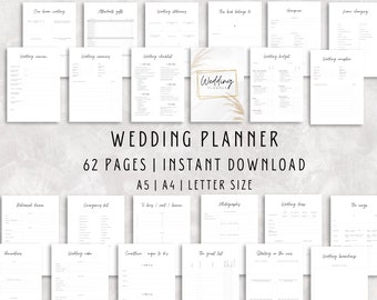 Wedding Planner Printable – 62 Page Digital Bundle