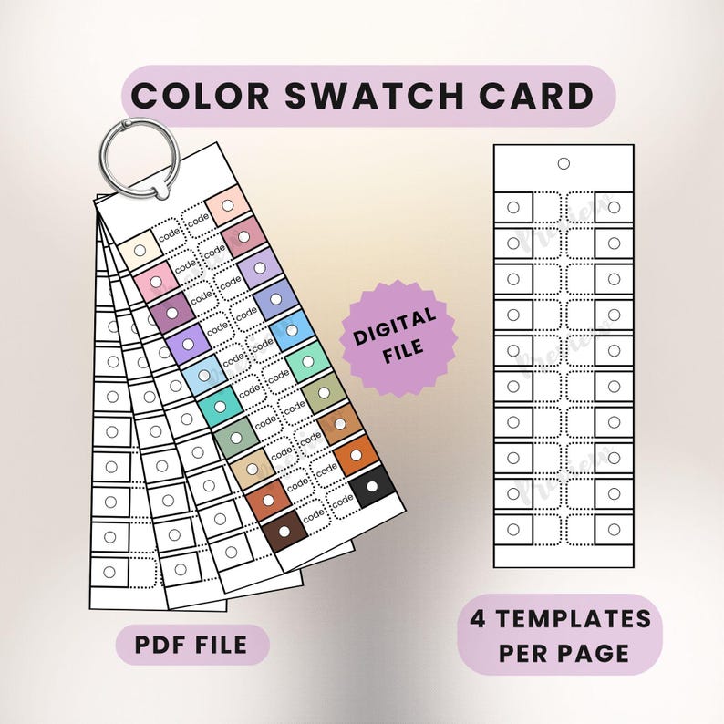 Color Swatch Card Printable PDF, Minimal Blank Chart Template, US ...