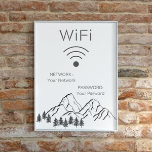 Mountain WIFI PASSWORD SIGNS Template Canva Editable Digital Download Airbnb Wifi Sign