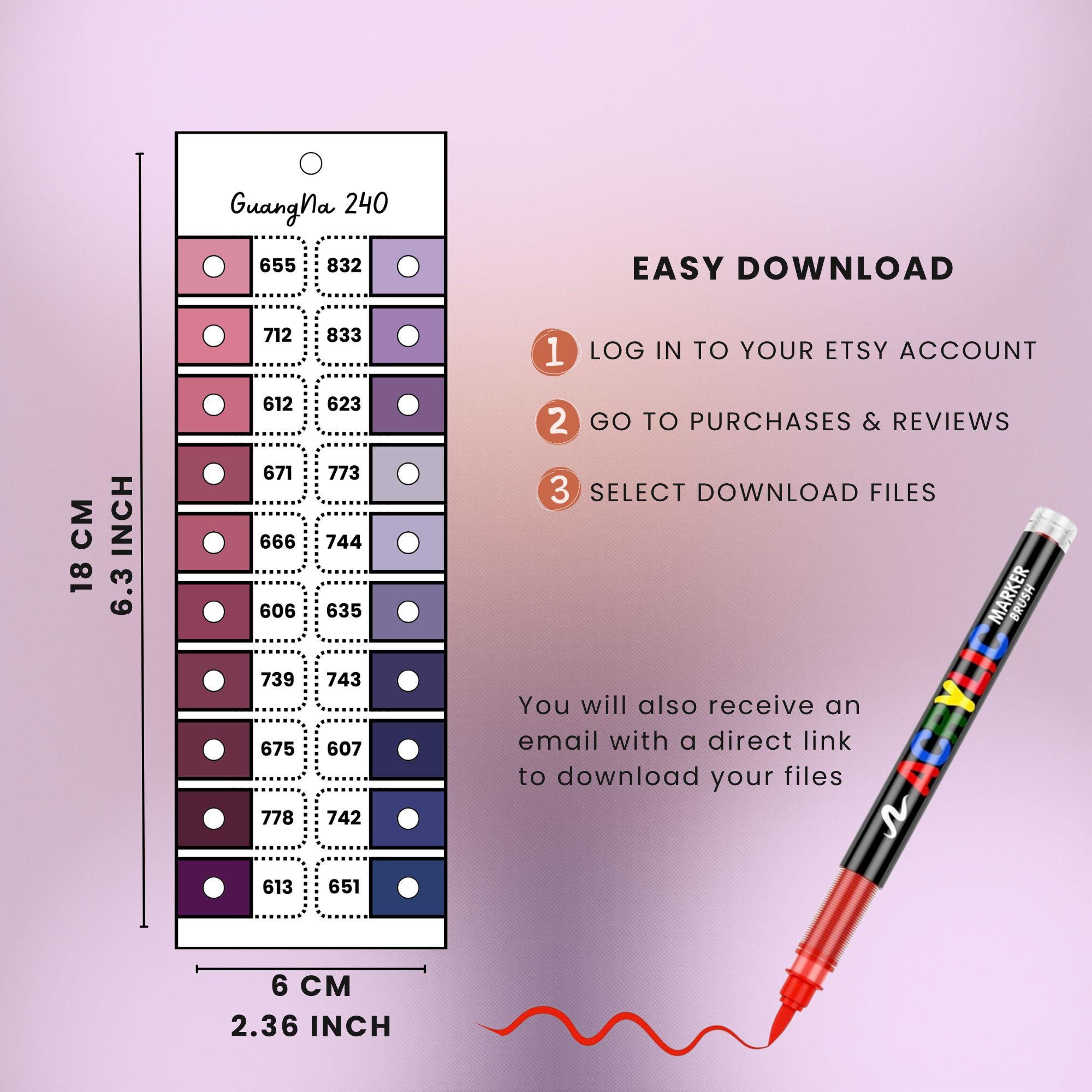 Guangna 240 Acrylic Marker Swatch Chart Printable PDF With Pre-numbered ...