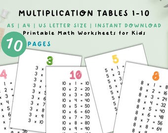 Einmaleins 1–10 Printable | Stundentafeln Diagramme für Kinder | PDF PNG
